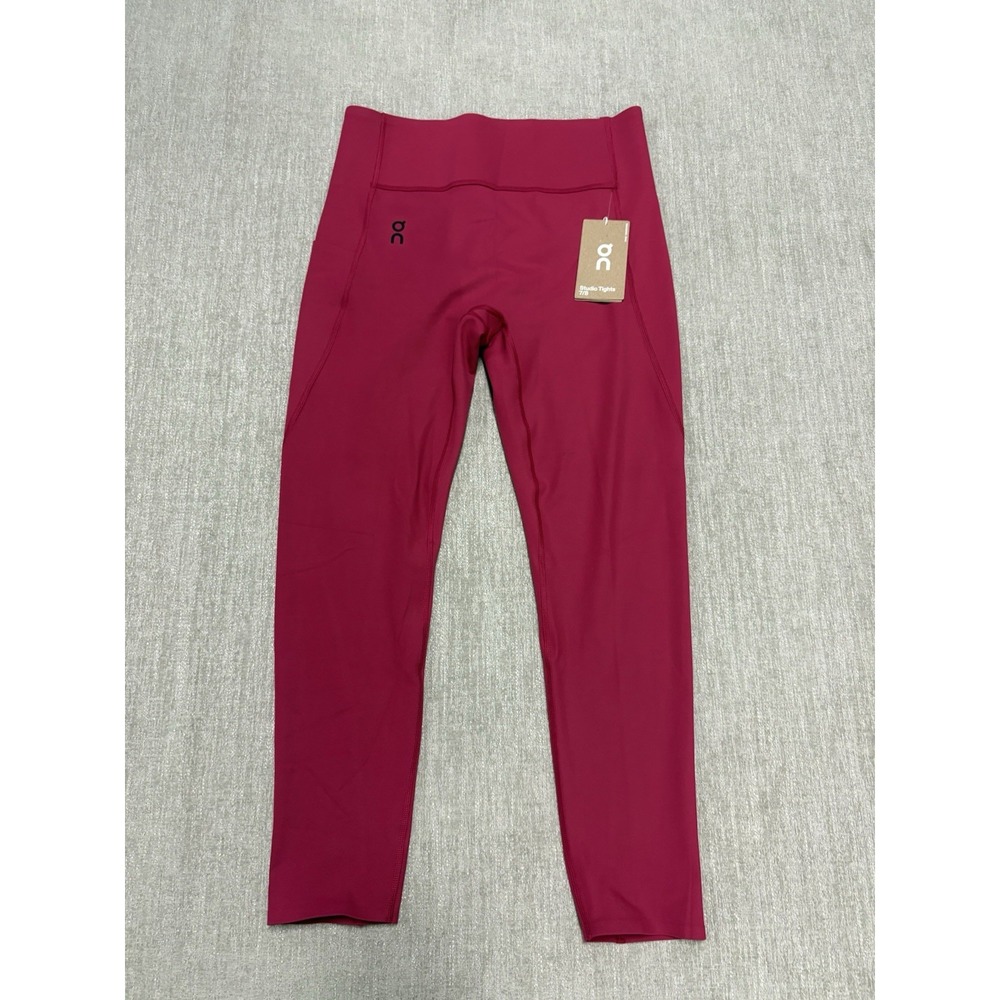 NEW On Cloud Running Studio Tights 7/8 Pants Womens Medium Grenadine Pink 24"